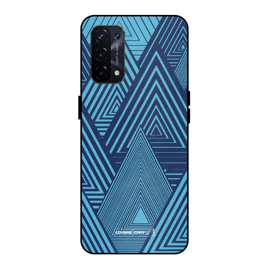 Geometric Blue Print Metal Back Case for Oppo A74 5G