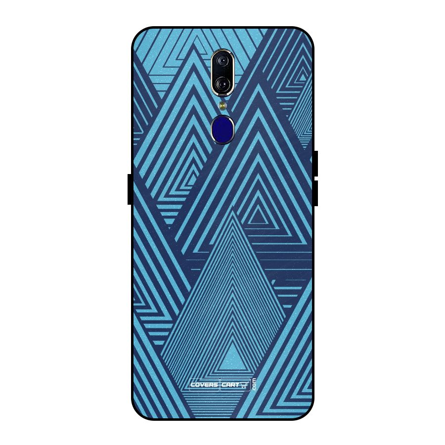 Geometric Blue Print Metal Back Case for Oppo F11