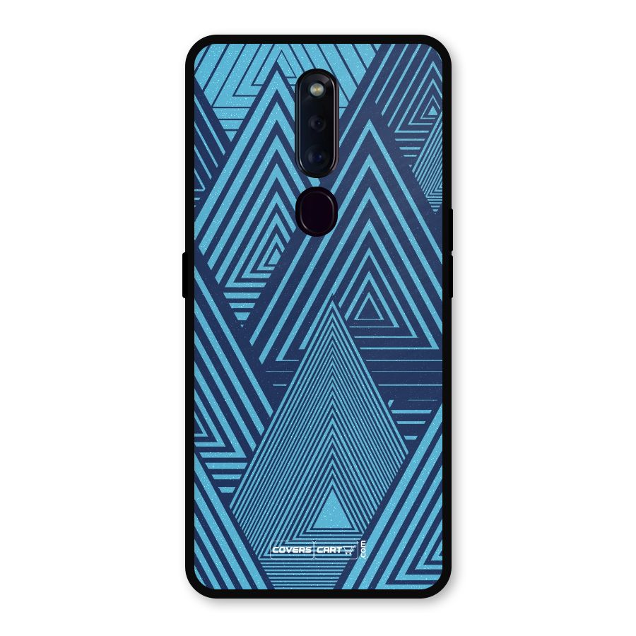 Geometric Blue Print Metal Back Case for Oppo F11 Pro