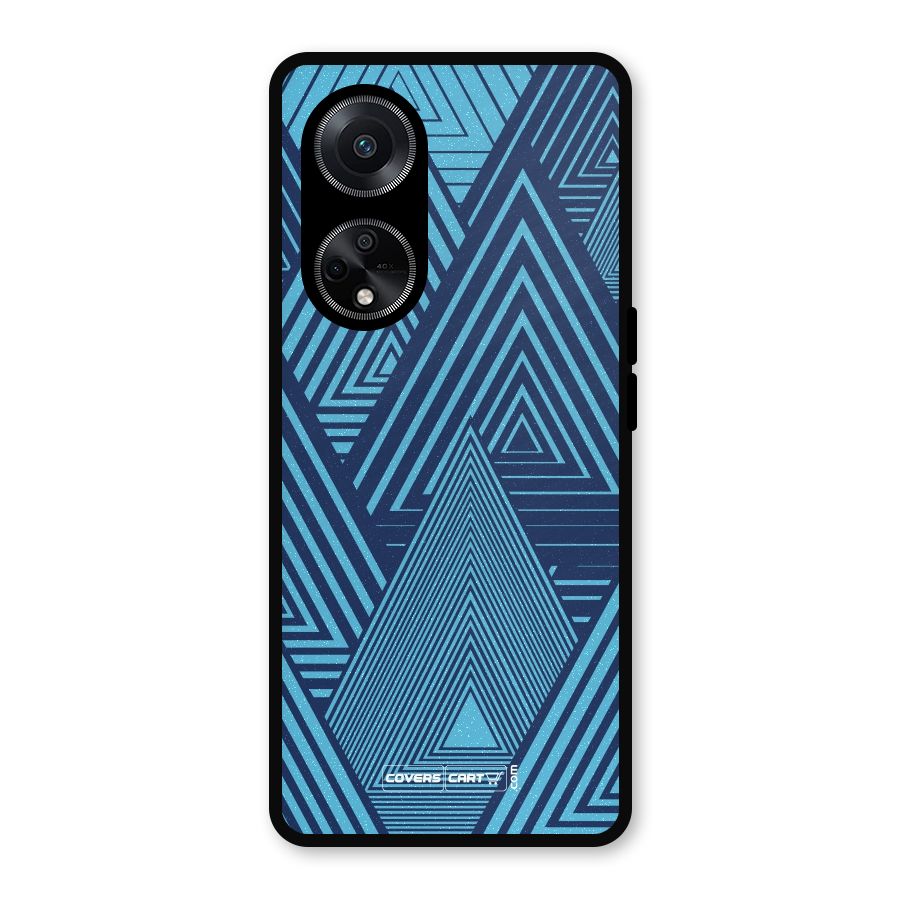Geometric Blue Print Metal Back Case for Oppo F23