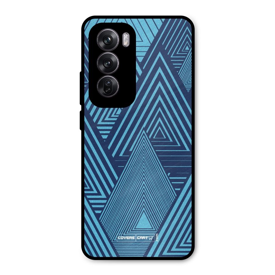 Geometric Blue Print Metal Back Case for Oppo Reno12 Pro