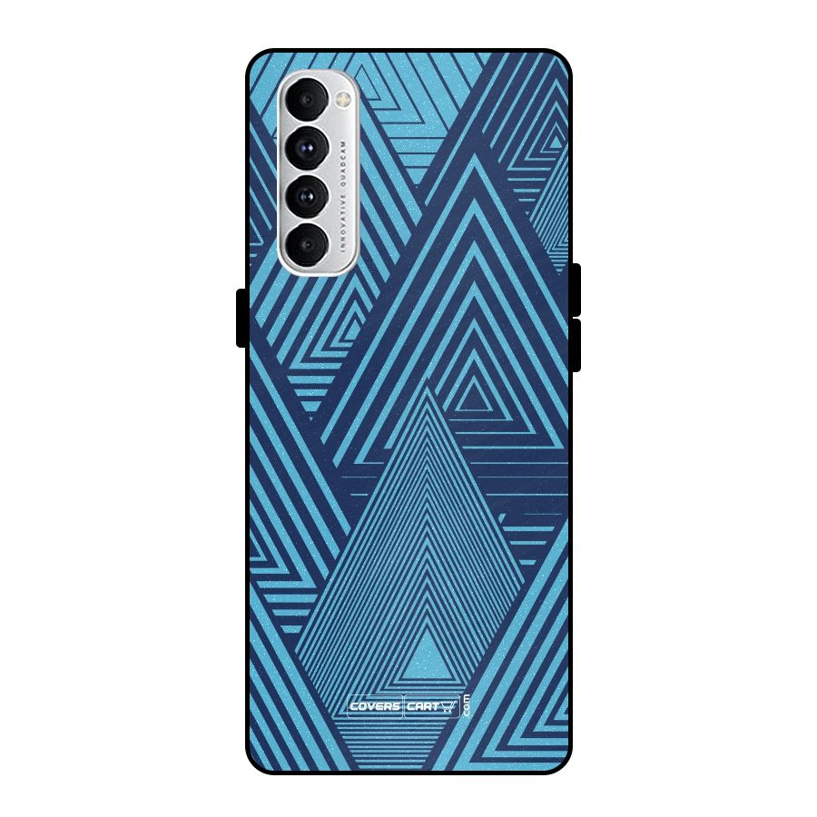 Geometric Blue Print Metal Back Case for Oppo Reno4 Pro