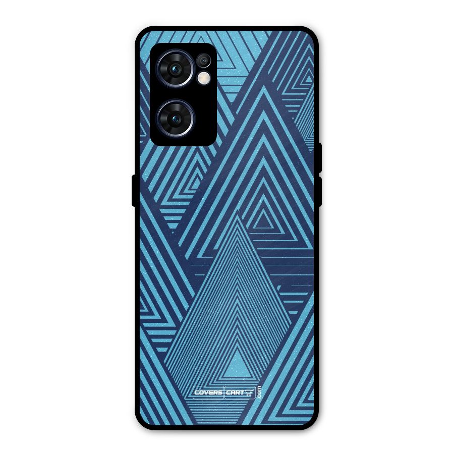 Geometric Blue Print Metal Back Case for Oppo Reno7 5G