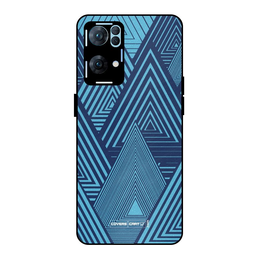 Geometric Blue Print Metal Back Case for Oppo Reno7 Pro 5G