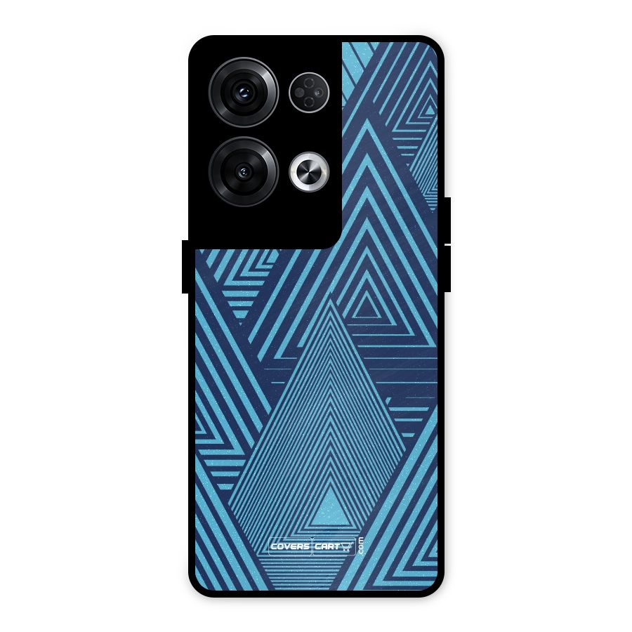 Geometric Blue Print Metal Back Case for Oppo Reno8 Pro 5G