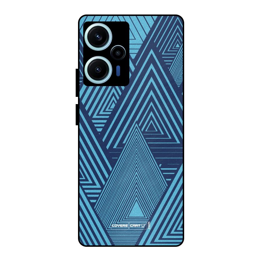 Geometric Blue Print Metal Back Case for Poco F5