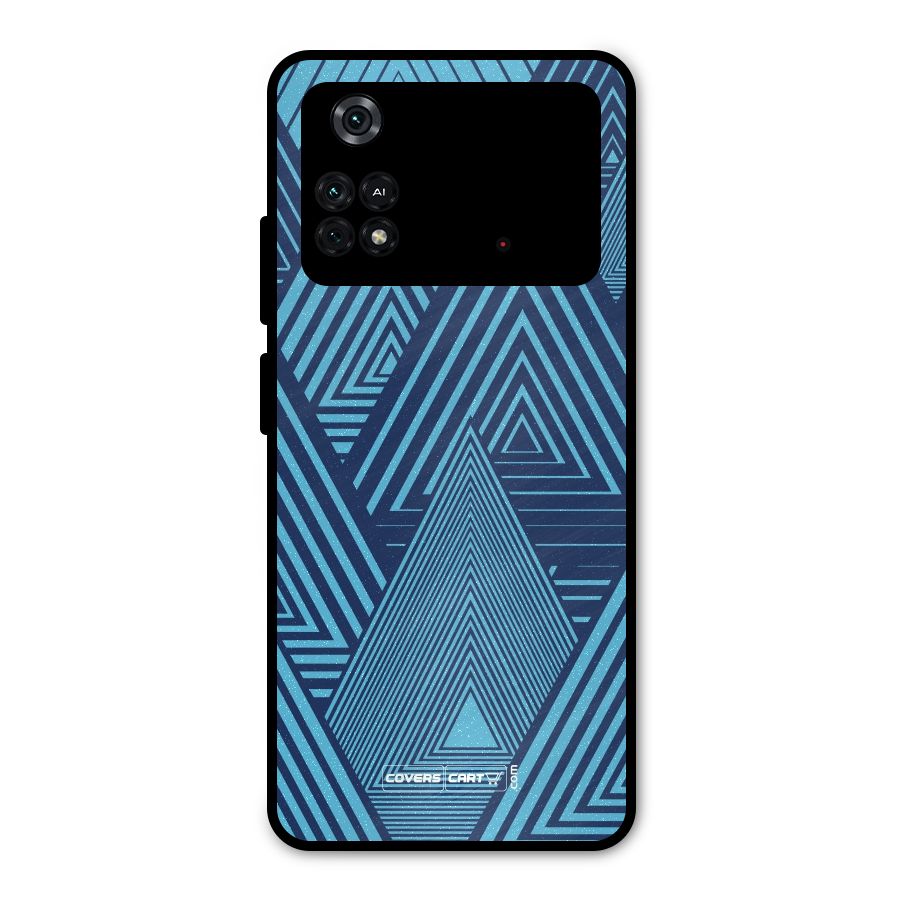 Geometric Blue Print Metal Back Case for Poco M4 Pro 4G