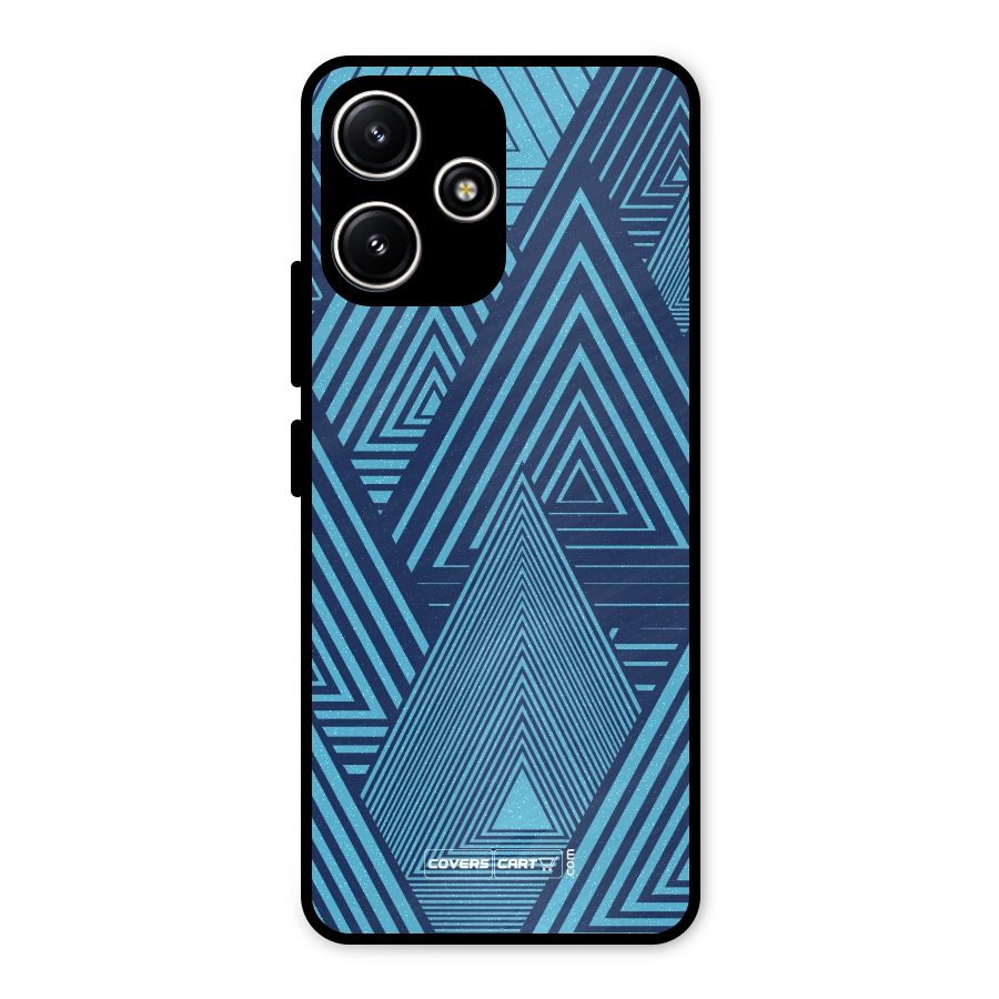 Geometric Blue Print Metal Back Case for Poco M6 Pro