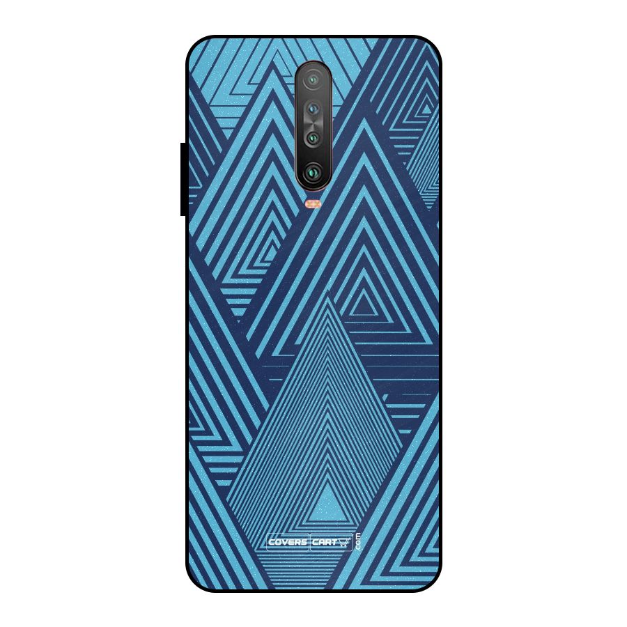 Geometric Blue Print Metal Back Case for Poco X2