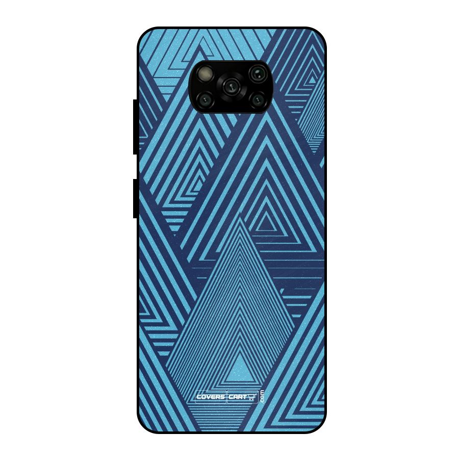 Geometric Blue Print Metal Back Case for Poco X3