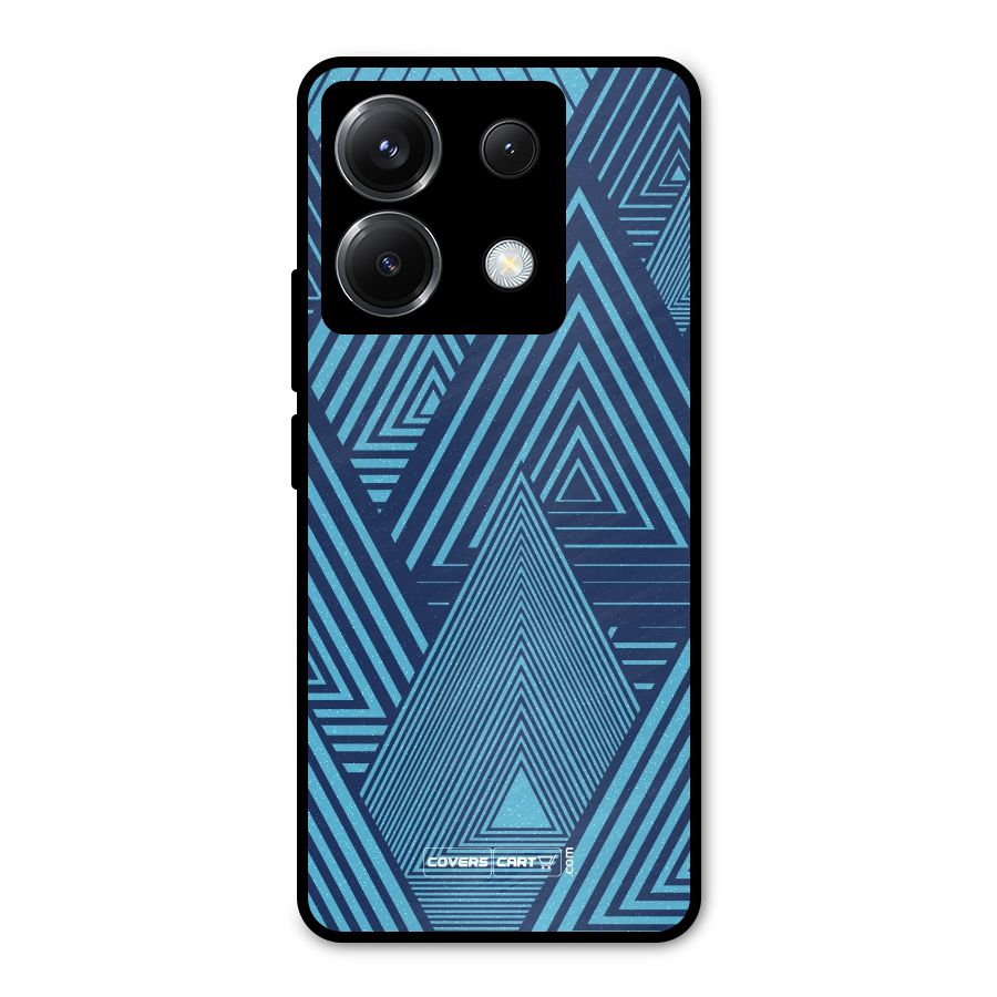 Geometric Blue Print Metal Back Case for Poco X6