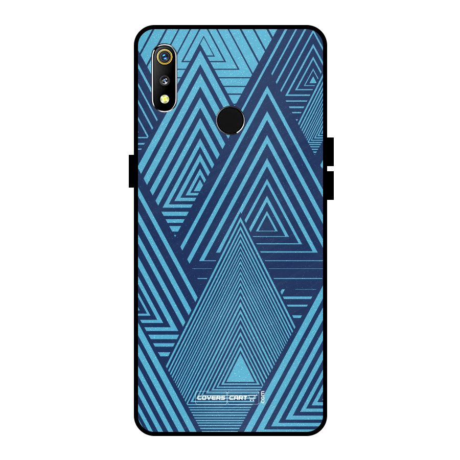 Geometric Blue Print Metal Back Case for Realme 3i
