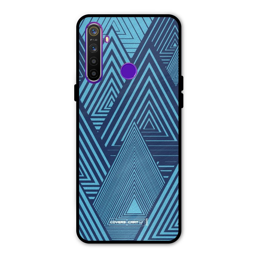 Geometric Blue Print Metal Back Case for Realme 5