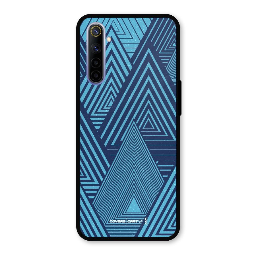 Geometric Blue Print Metal Back Case for Realme 6