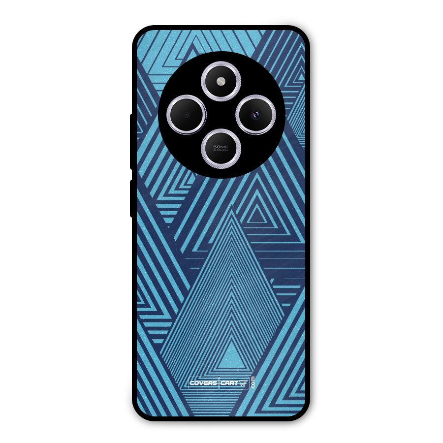 Geometric Blue Print Metal Back Case for Redmi 14C