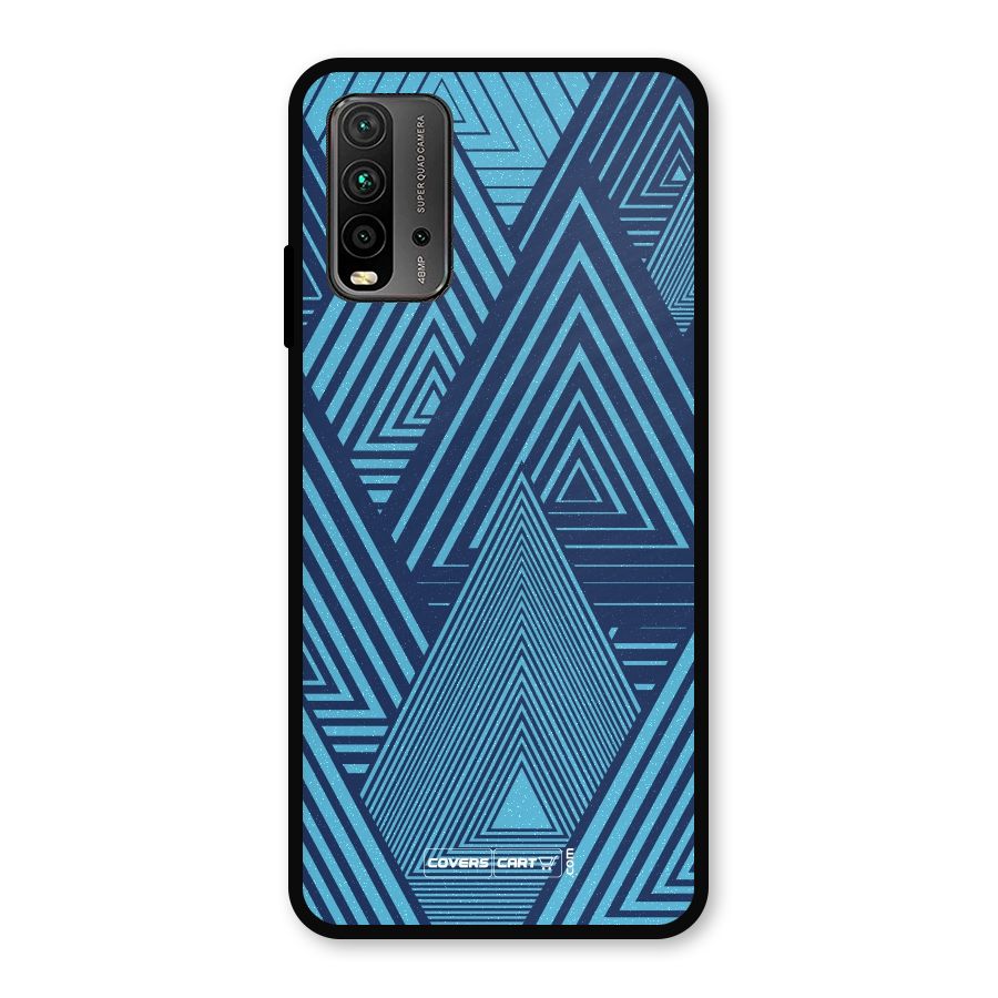 Geometric Blue Print Metal Back Case for Redmi 9 Power