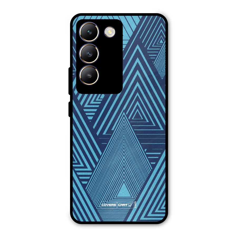 Geometric Blue Print Metal Back Case for Vivo T3 5G