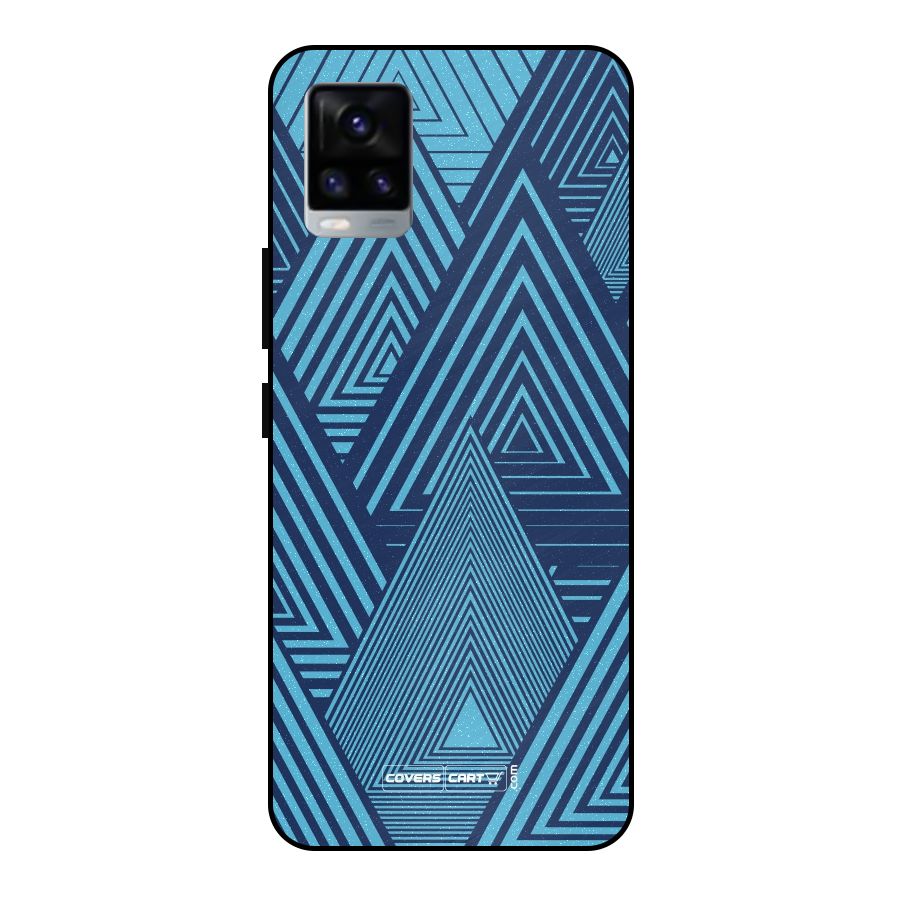 Geometric Blue Print Metal Back Case for Vivo V20 2021