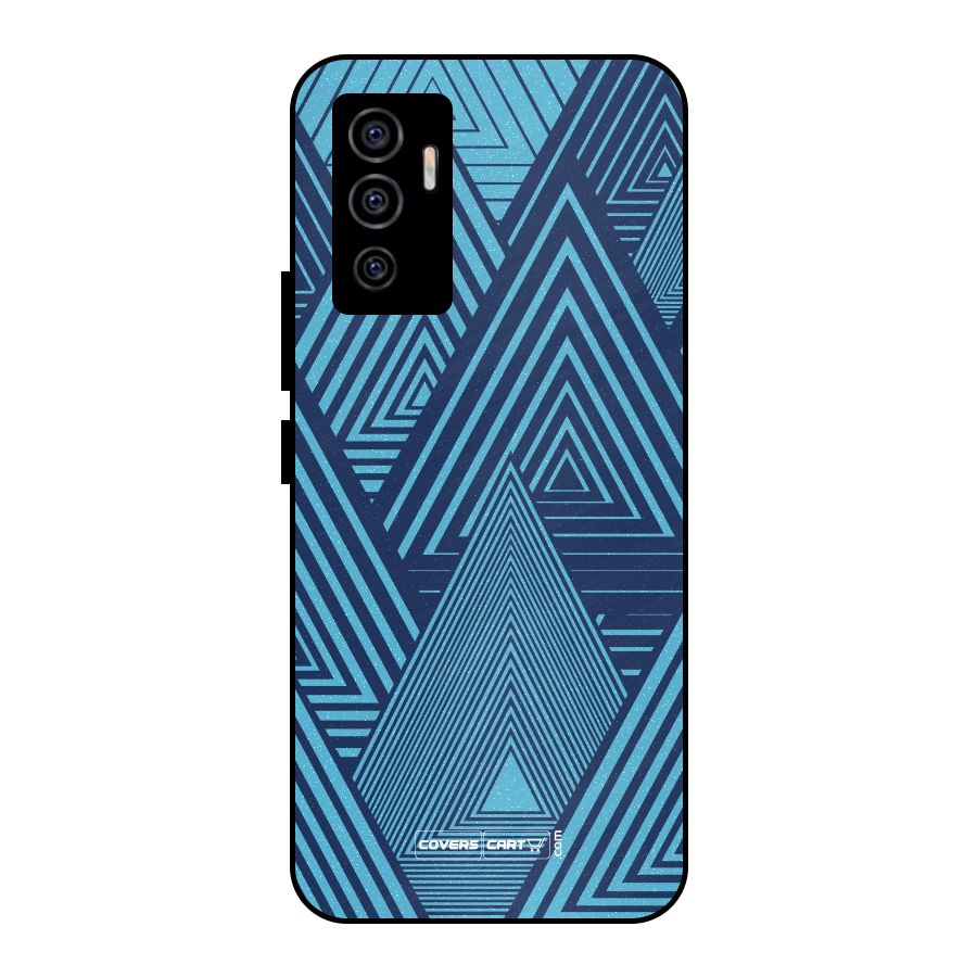 Geometric Blue Print Metal Back Case for Vivo V23e