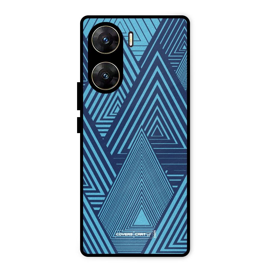 Geometric Blue Print Metal Back Case for Vivo V29e