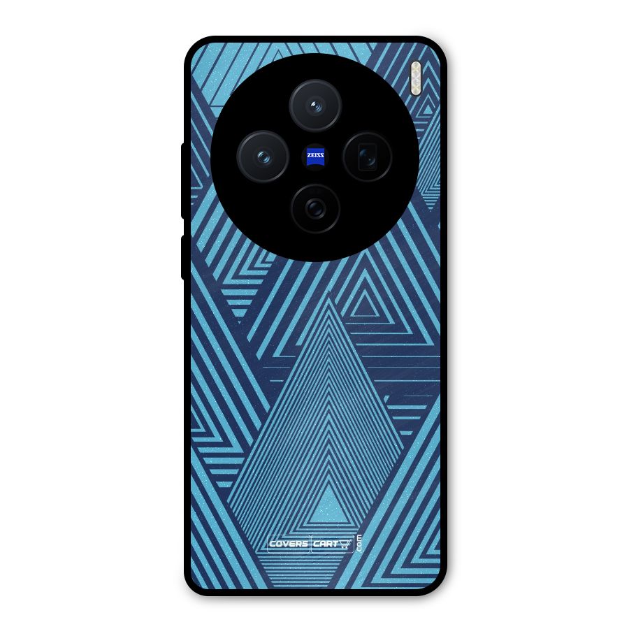 Geometric Blue Print Metal Back Case for Vivo X200