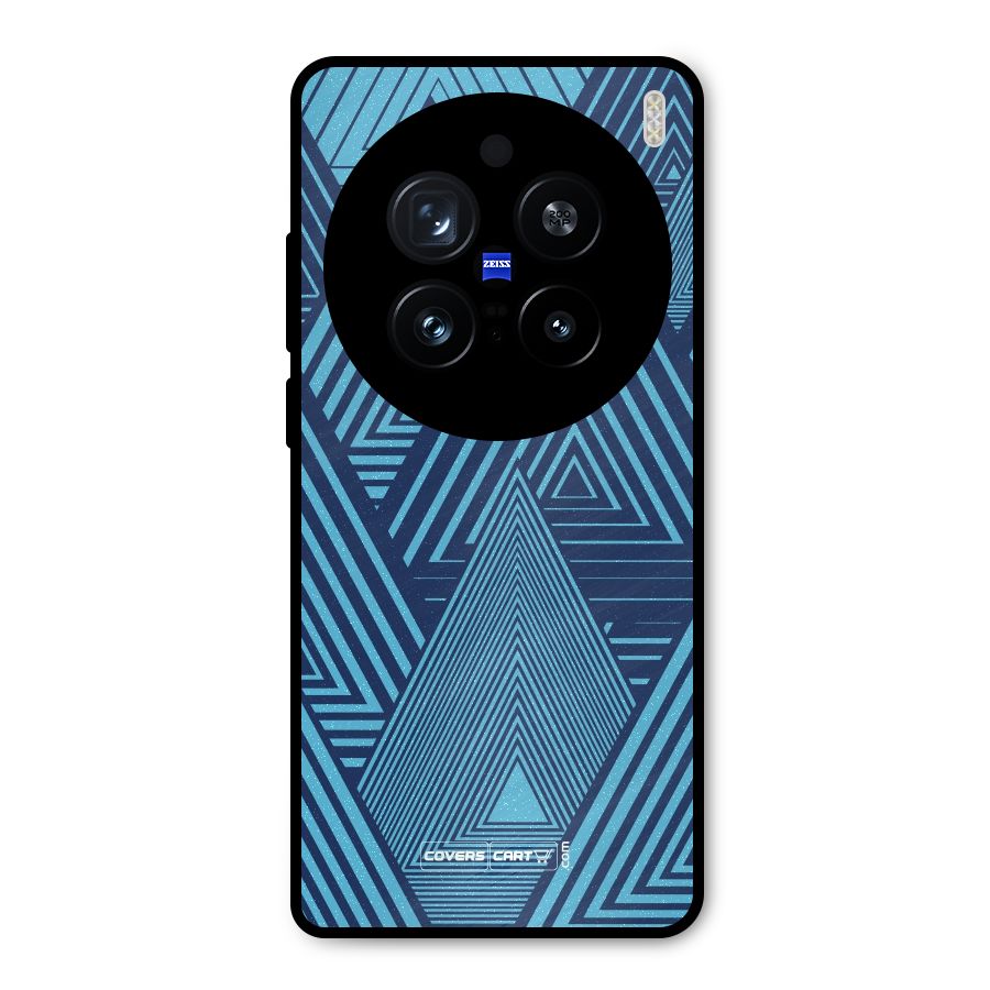Geometric Blue Print Metal Back Case for Vivo X200 Pro