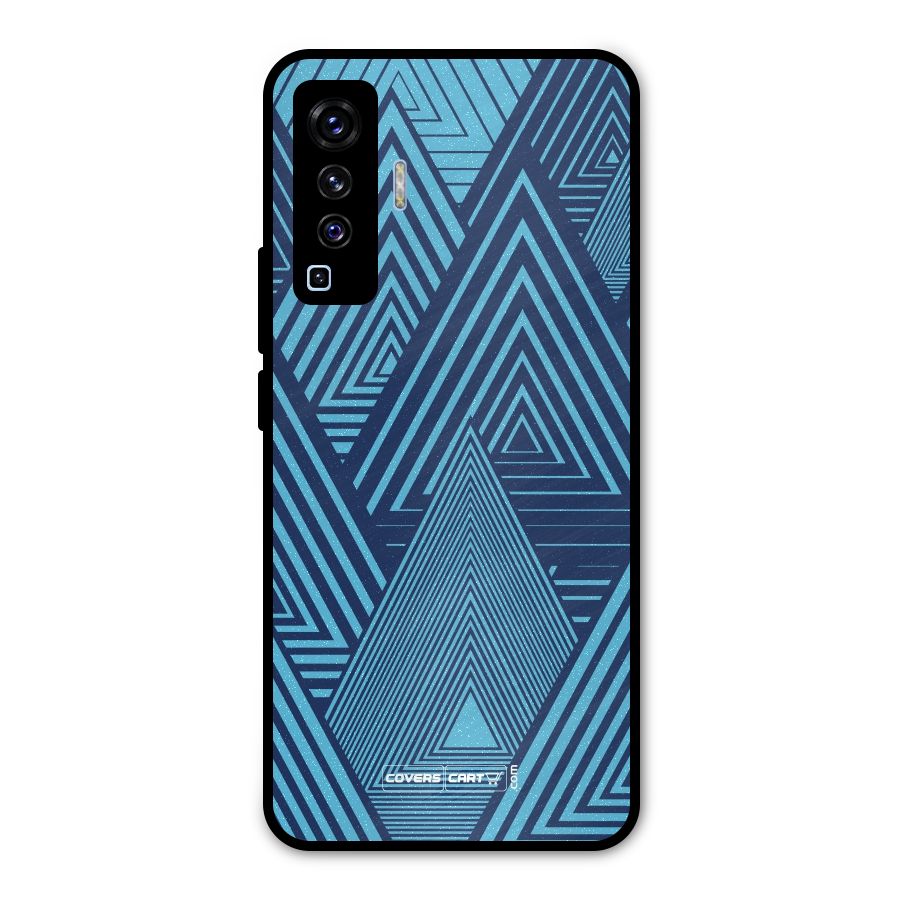 Geometric Blue Print Metal Back Case for Vivo X50