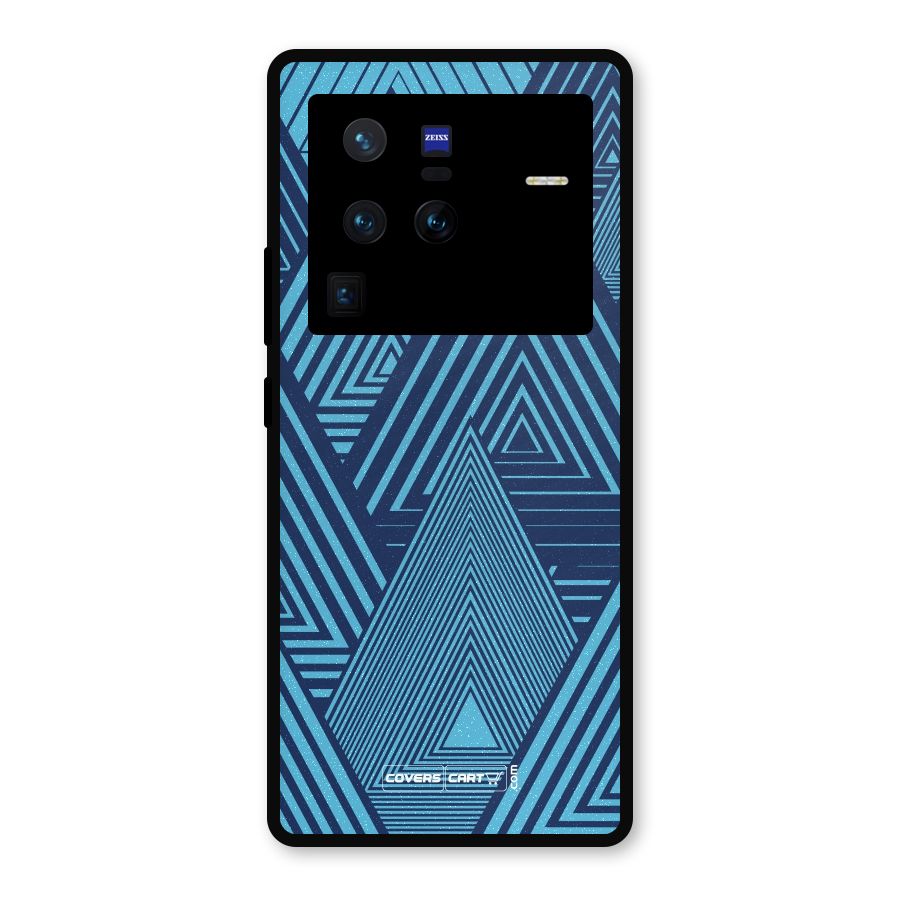 Geometric Blue Print Metal Back Case for Vivo X80 Pro