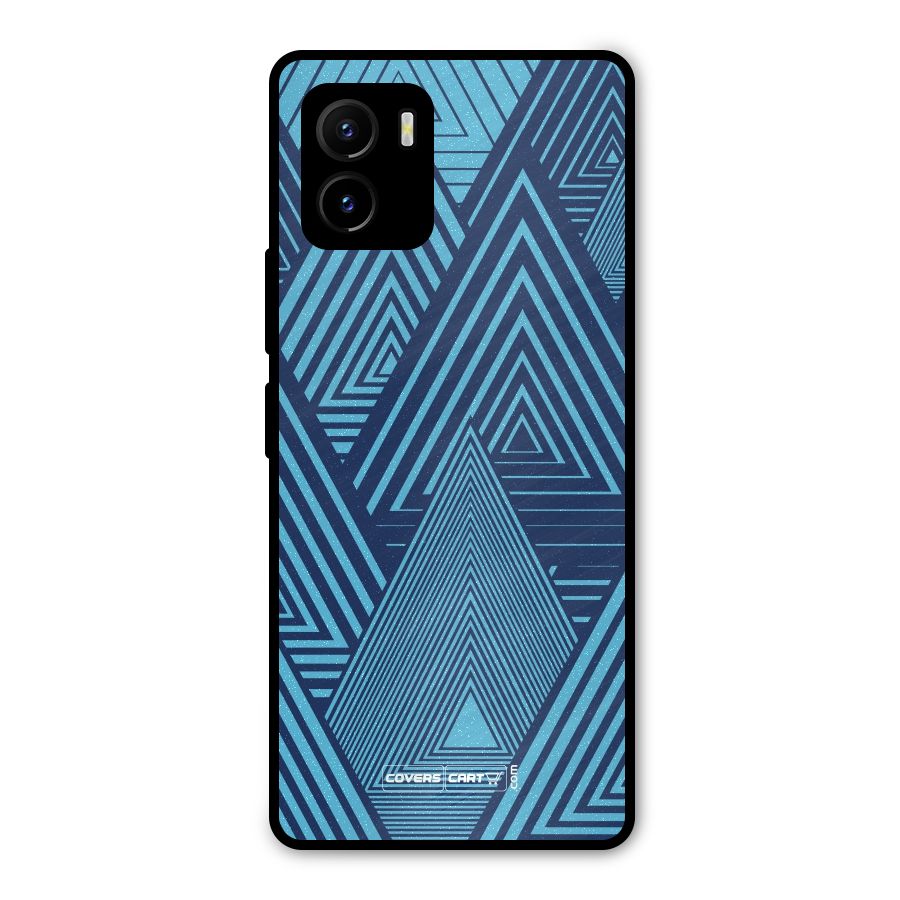 Geometric Blue Print Metal Back Case for Vivo Y15s