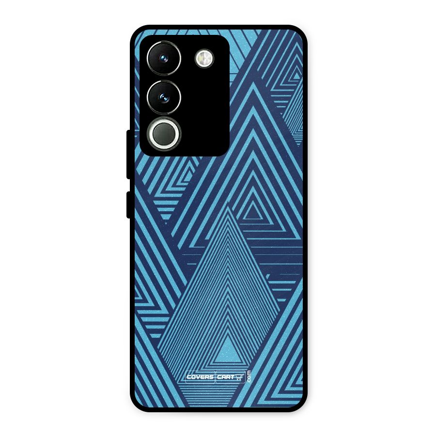 Geometric Blue Print Metal Back Case for Vivo Y200