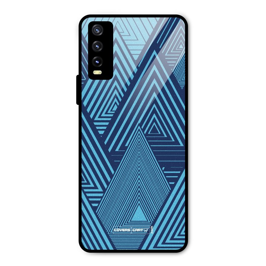 Geometric Blue Print Metal Back Case for Vivo Y20g