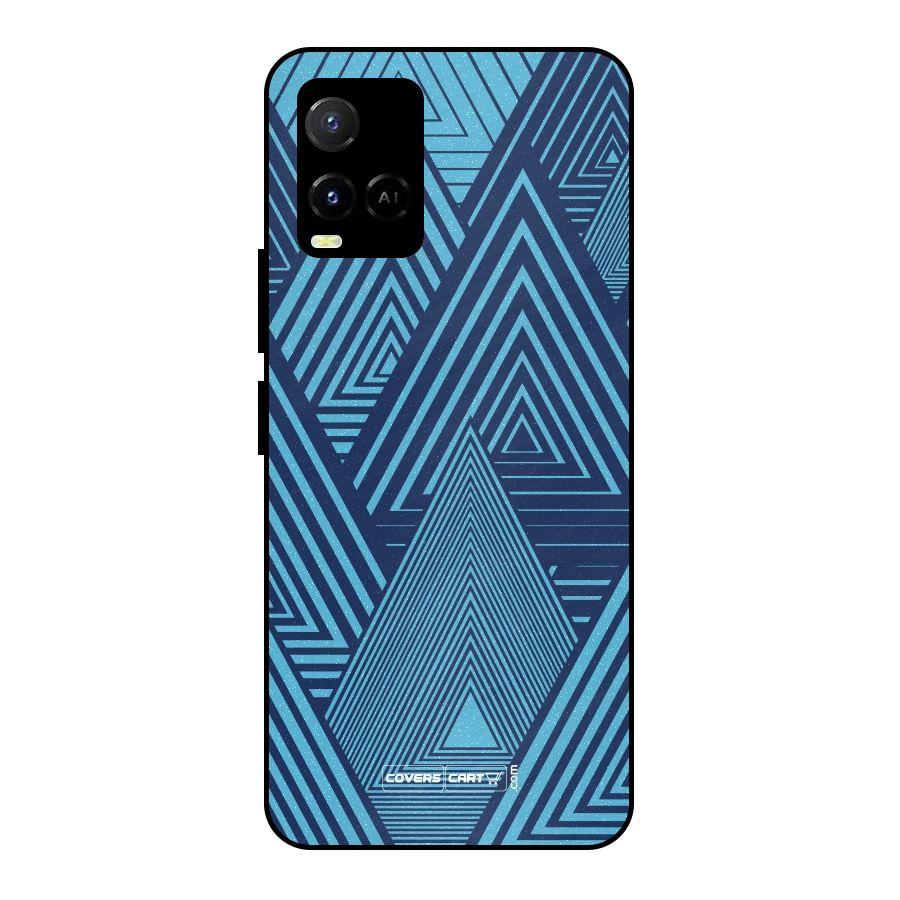 Geometric Blue Print Metal Back Case for Vivo Y21A