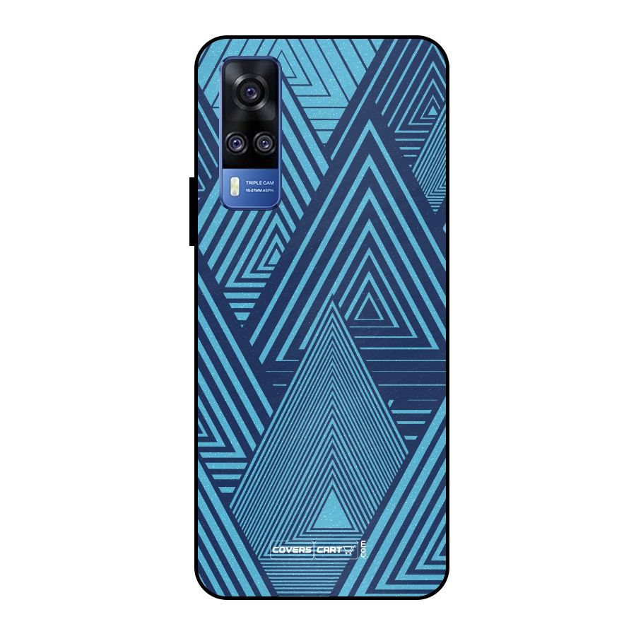 Geometric Blue Print Metal Back Case for Vivo Y51