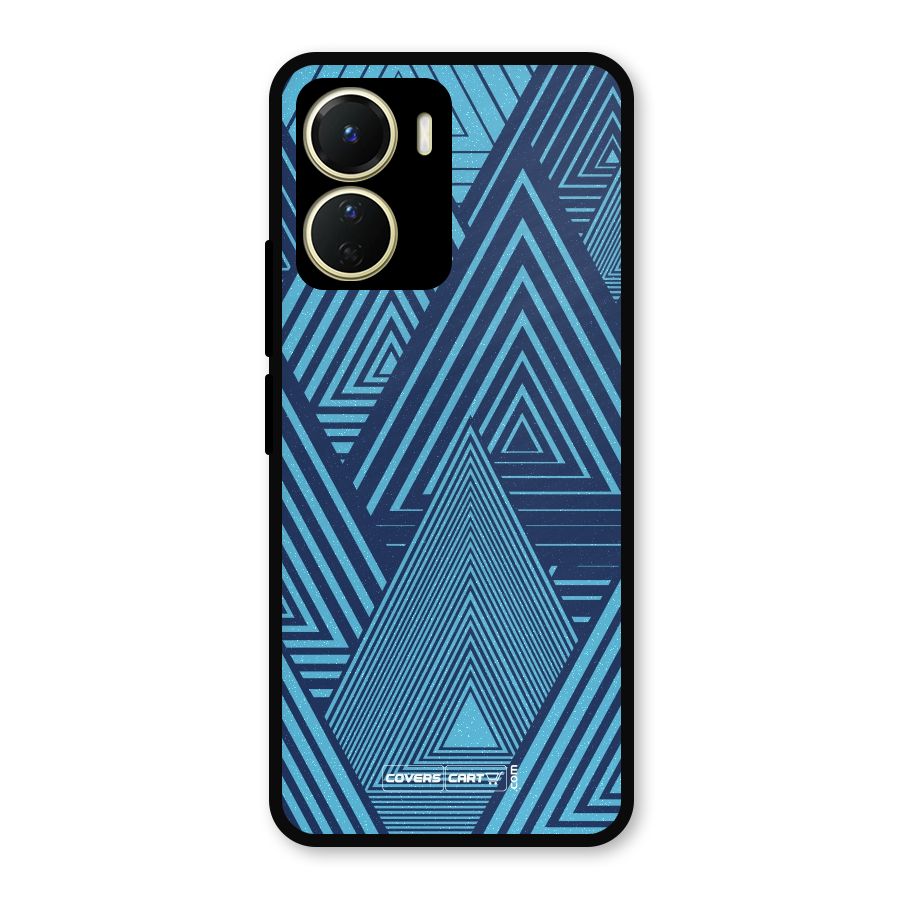 Geometric Blue Print Metal Back Case for Vivo Y56