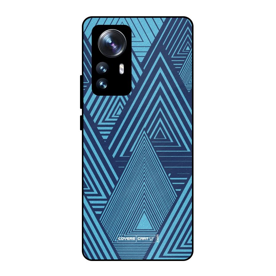 Geometric Blue Print Metal Back Case for Xiaomi 12 Pro