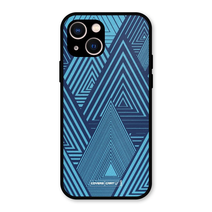 Geometric Blue Print Metal Back Case for iPhone 13