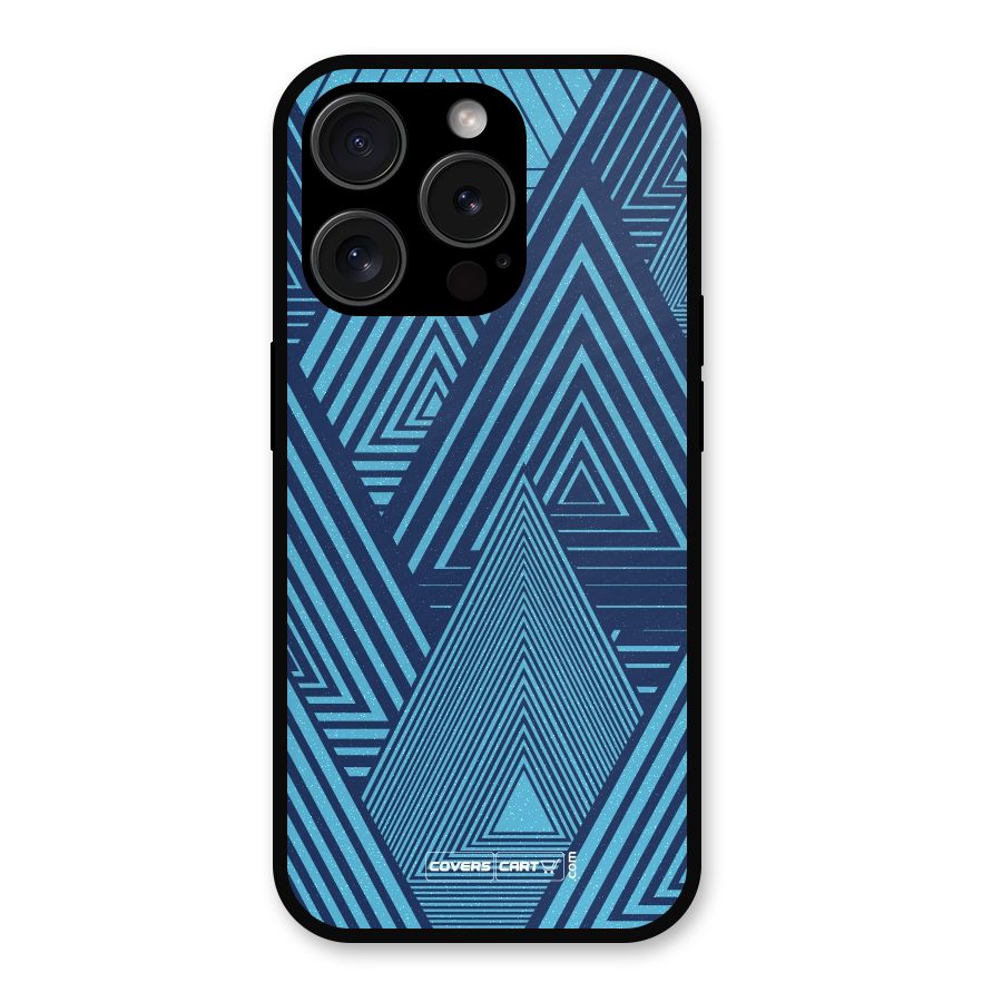 Geometric Blue Print Metal Back Case for iPhone 15 Pro