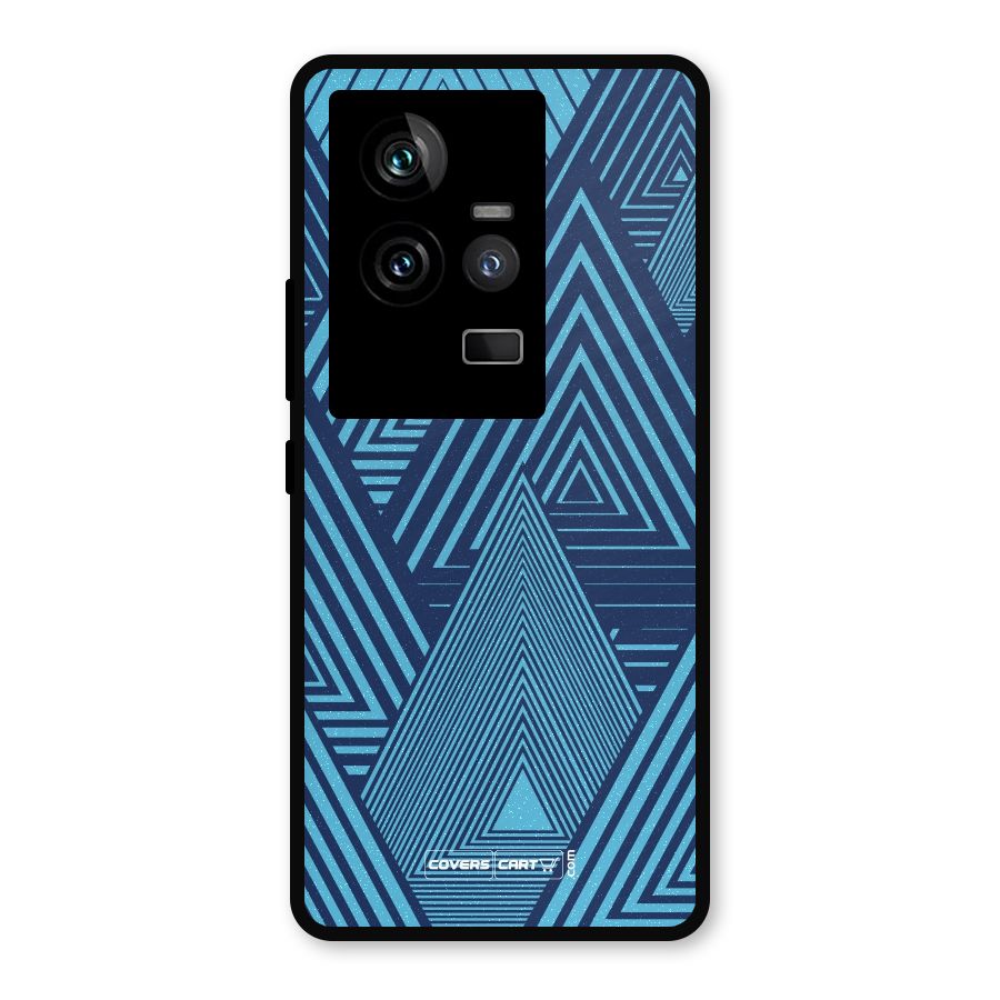 Geometric Blue Print Metal Back Case for iQOO 11 5G
