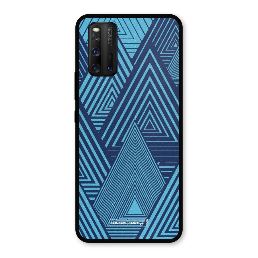 Geometric Blue Print Metal Back Case for iQOO 3
