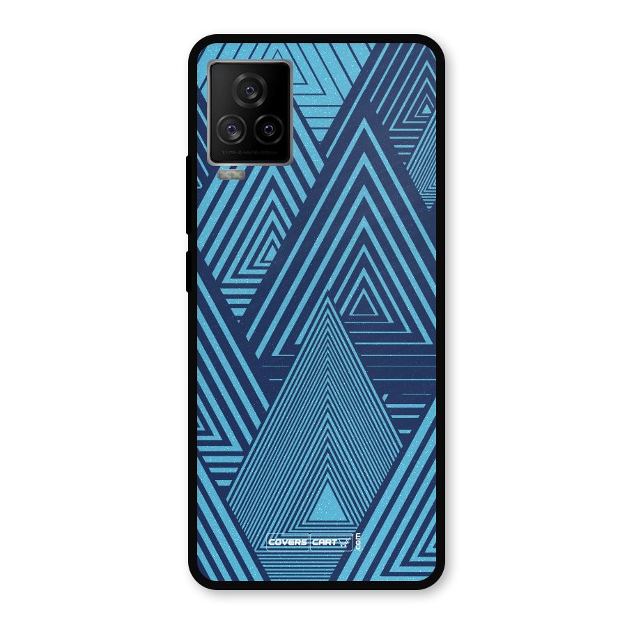 Geometric Blue Print Metal Back Case for iQOO 7 Legend 5G