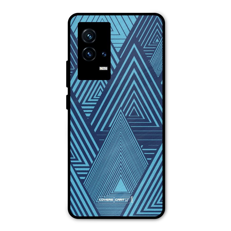 Geometric Blue Print Metal Back Case for iQOO 9 5G