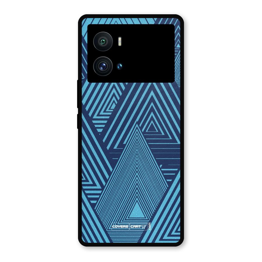 Geometric Blue Print Metal Back Case for iQOO 9 Pro
