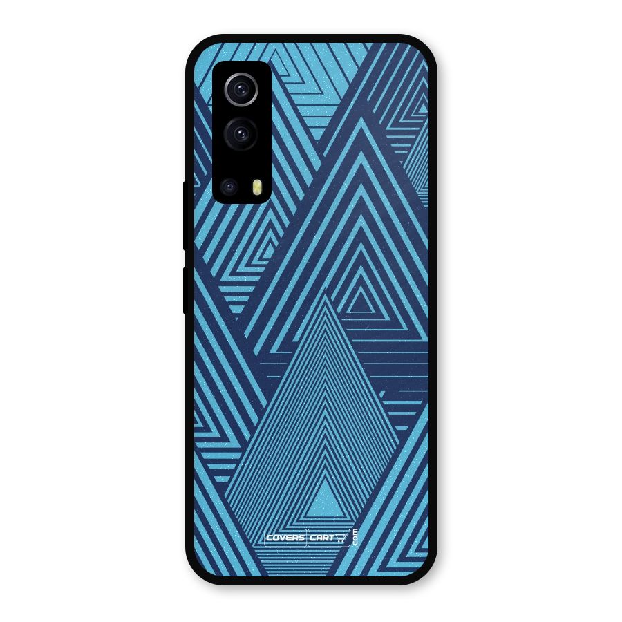 Geometric Blue Print Metal Back Case for iQOO Z3