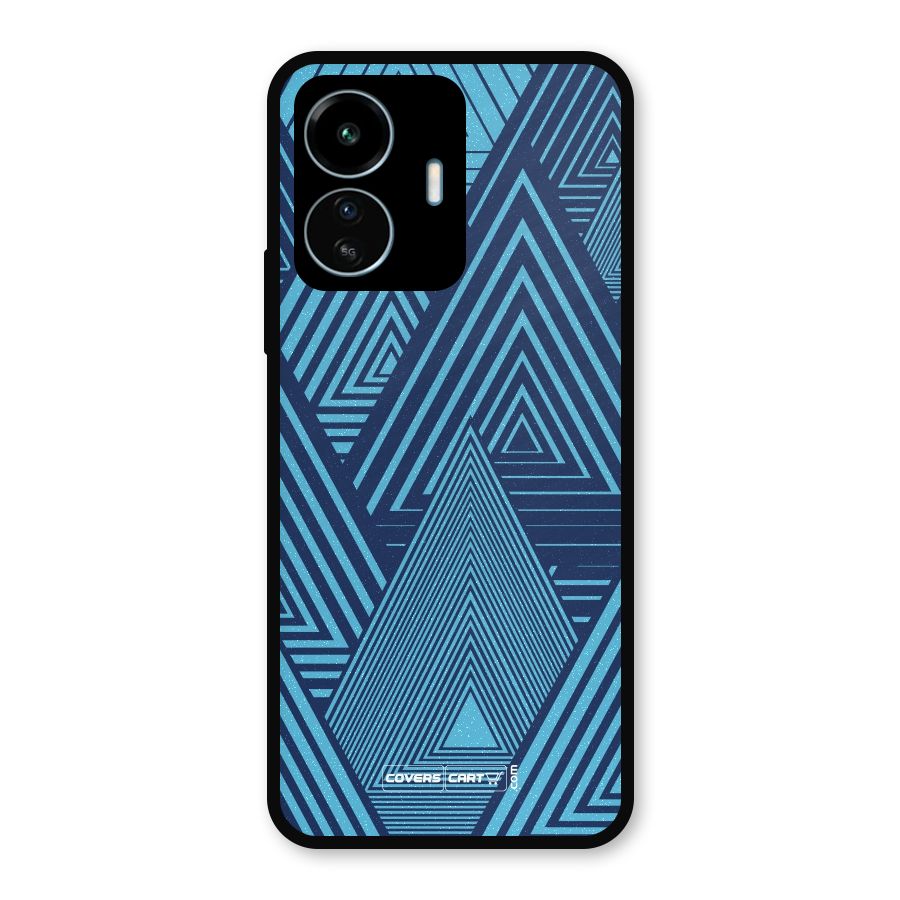 Geometric Blue Print Metal Back Case for vivo iQOO Z6 Lite 5G