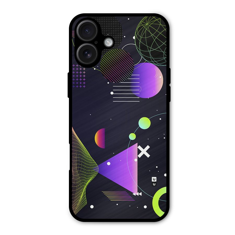 Geometrical Wireframe Metal Back Case for iPhone 16 Plus