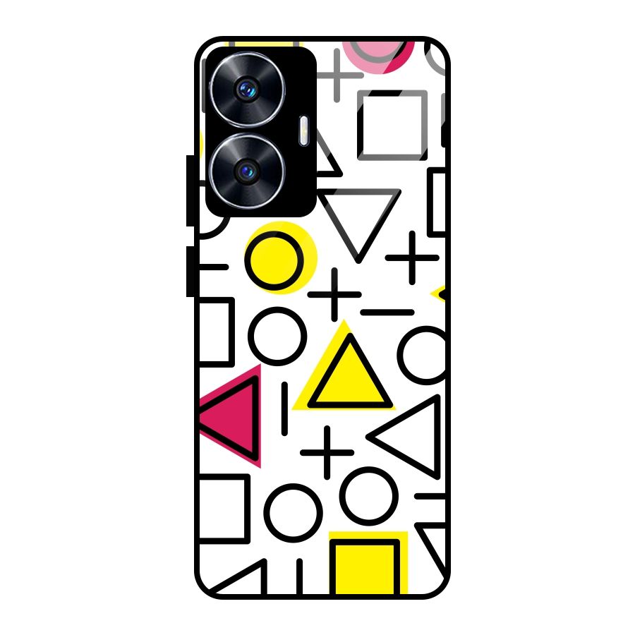 Geometry Pattern Glass Back Case for Realme Narzo N55