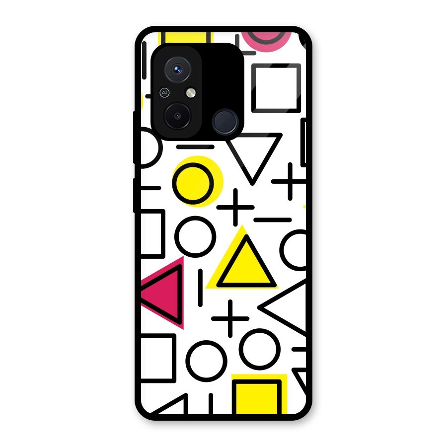 Geometry Pattern Glass Back Case for Redmi 12C