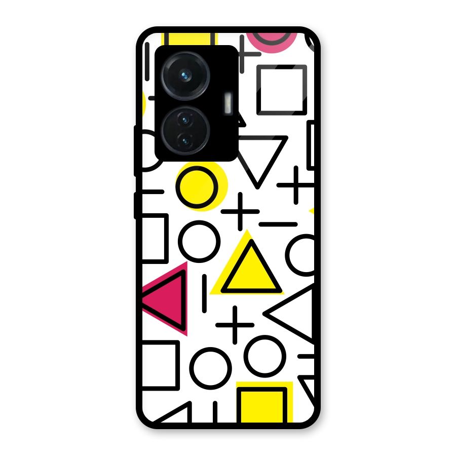 Geometry Pattern Glass Back Case for Vivo T1 44W