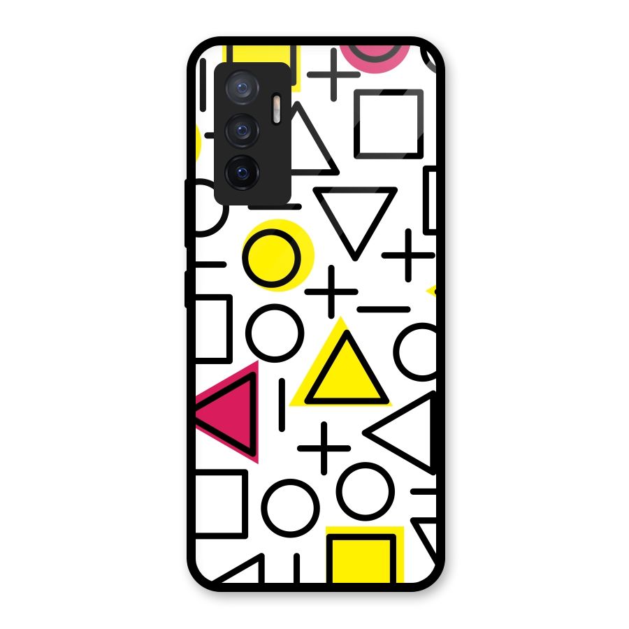 Geometry Pattern Glass Back Case for Vivo V23e