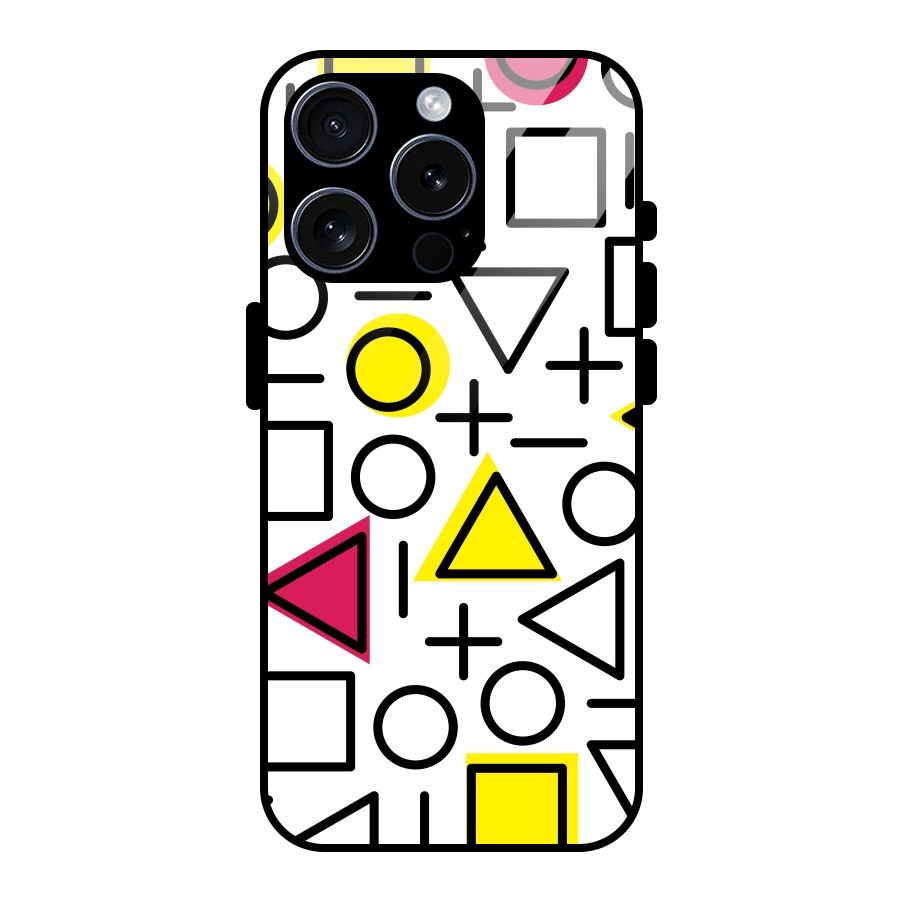 Geometry Pattern Glass Back Case for iPhone 15 Pro